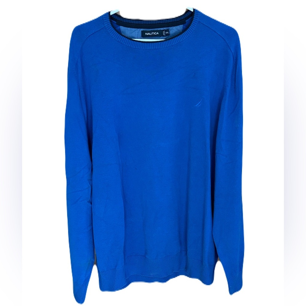 Nautica Men's Vibrant Blue Crewneck Sweater 100% cotton Lightweight